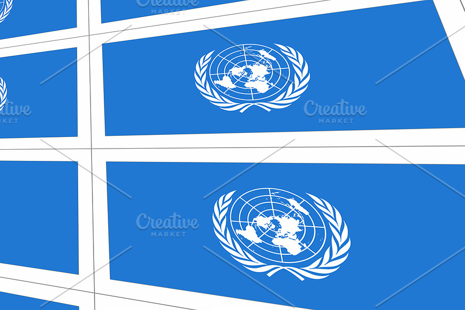 Postcards with United Nations flag