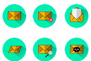 6 x Web icons email marketing flat