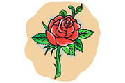 Rose Flower Bud Leaves Thorn Tattoo