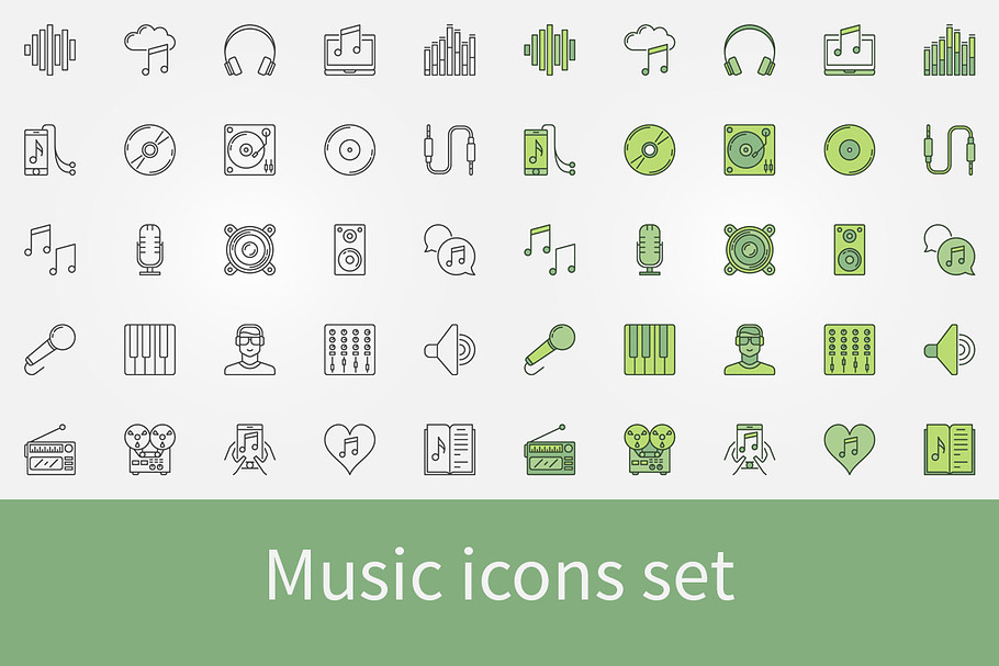 Music icons set in Graphics - product preview 8