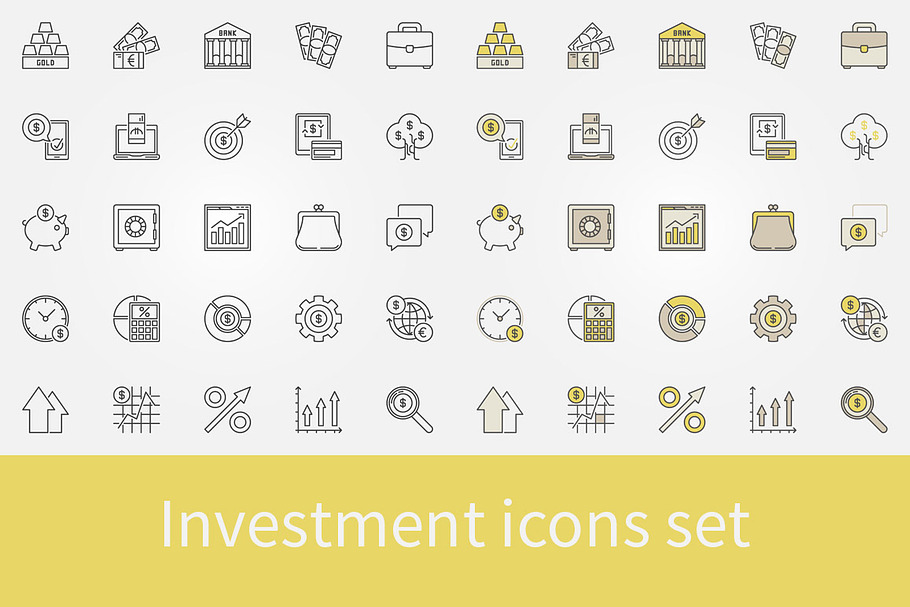 Investment icons set in Graphics - product preview 8
