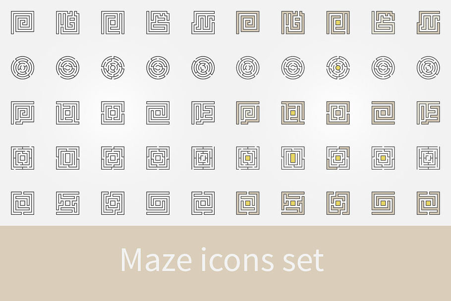 Maze icons set in Graphics - product preview 8