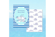 Sea travel invitation card 
