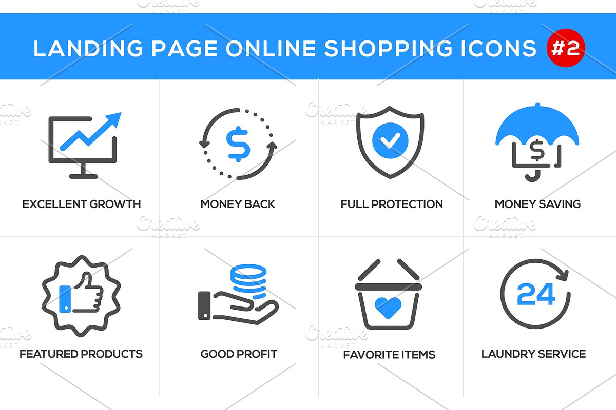 Flat line design concept icons for online shopping, website banner and landing page in Icons - product preview 8