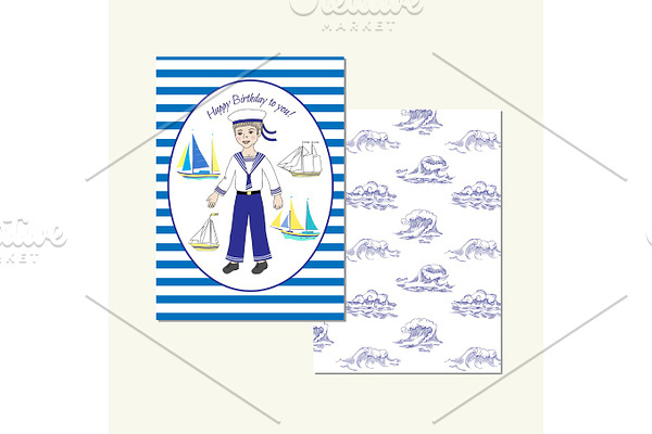 Card with young sailor