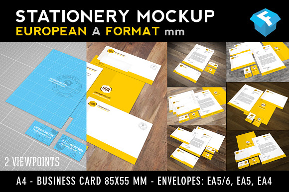 European A-Format Stationery Mockup in Print Mockups - product preview 5