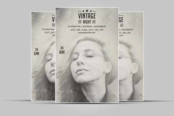 Vintage Night Party Flyer  in Flyer Templates - product preview 1