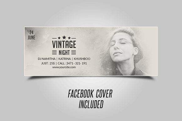 Vintage Night Party Flyer  in Flyer Templates - product preview 2