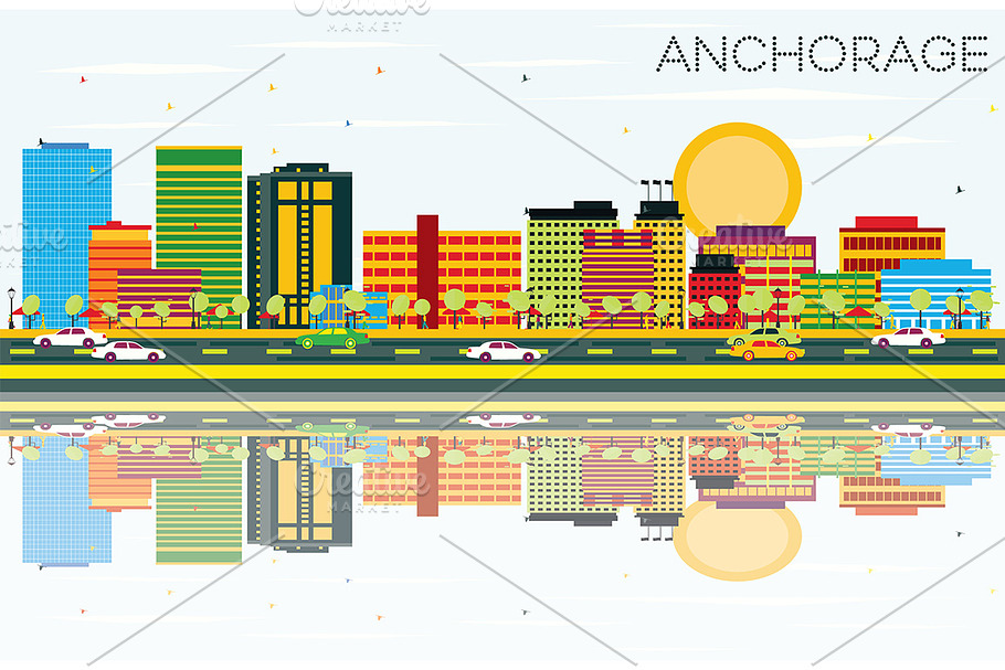 Anchorage Skyline  in Illustrations - product preview 8