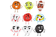 Set of Cute Cartoon Balls Characters