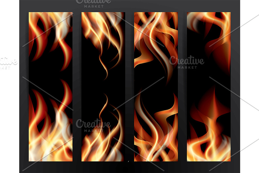 Banner Set with Fire Flames. in Illustrations - product preview 8