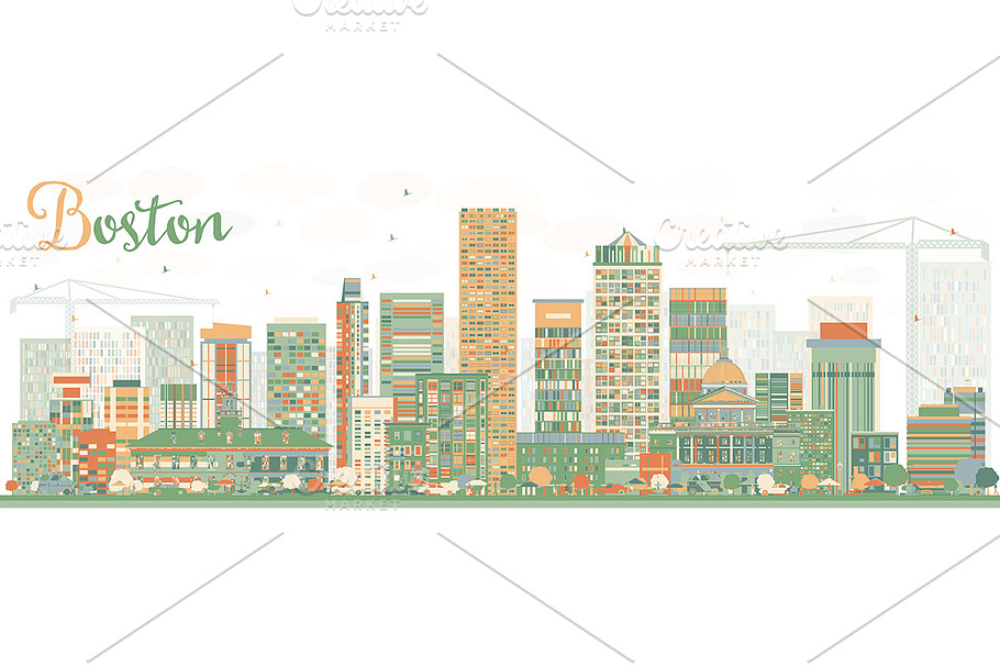 Abstract Boston Skyline in Illustrations - product preview 8