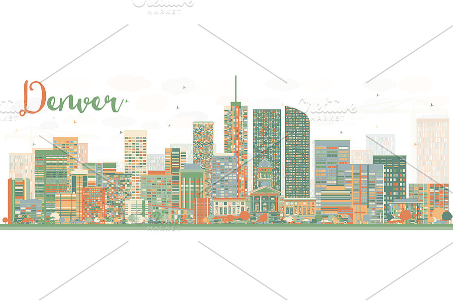 Abstract Denver Skyline  in Illustrations - product preview 8