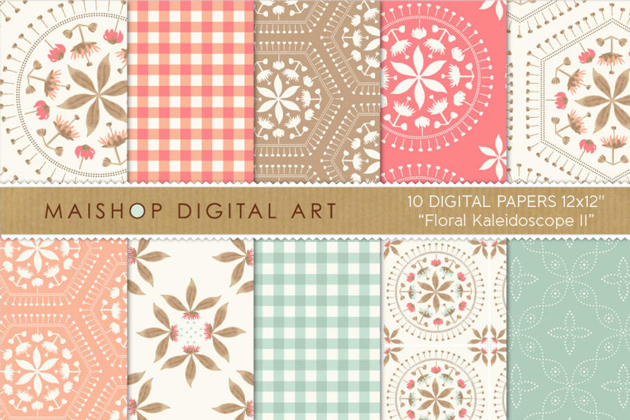 Digital Paper-Floral Kaleidoscope II