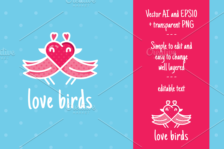 Love Birds- Lovely Logo Design in Logo Templates - product preview 8
