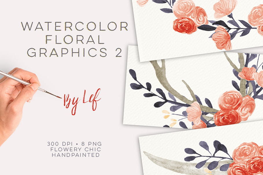 Watercolor Flower wreaths graphics