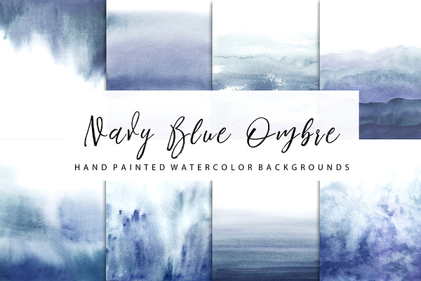 Navy Blue ombre watercolor