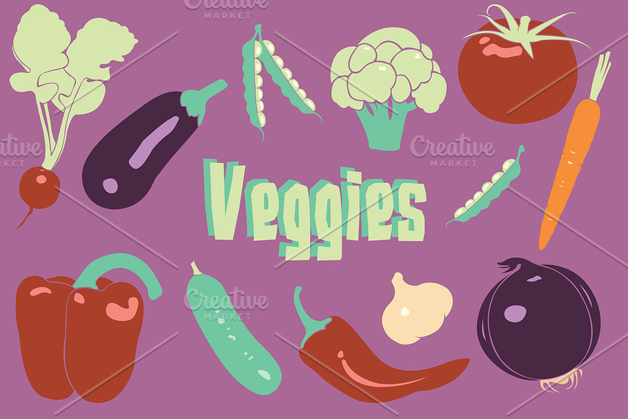 Healthy Vegetables, Vector Clip Art