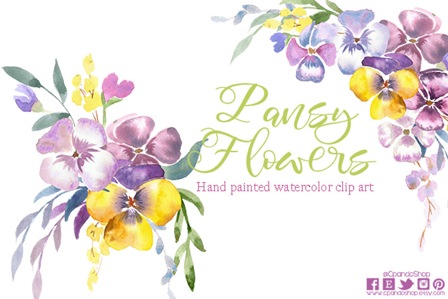 Watercolour hand painted clip art in Illustrations - product preview 8