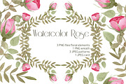 Watercolor Floral Roses Set