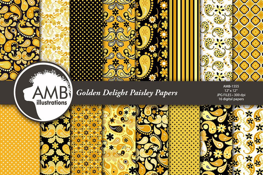 Golden Paisley Papers AMB-1555