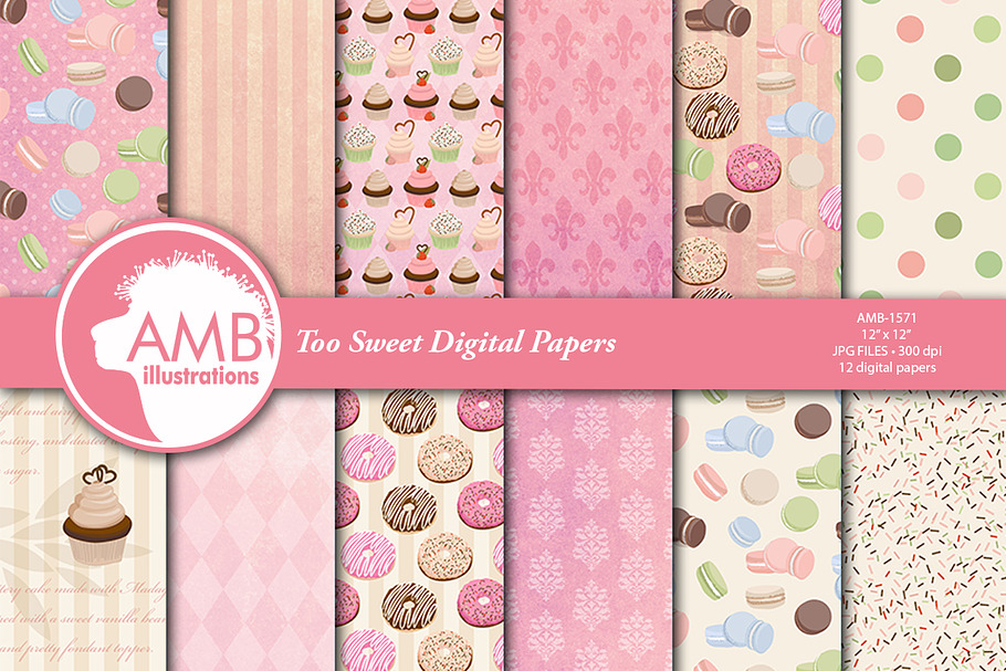Too Sweet digital Papers AMB-1571