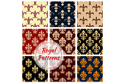 Fleur-de-lys french royal seamless pattern set