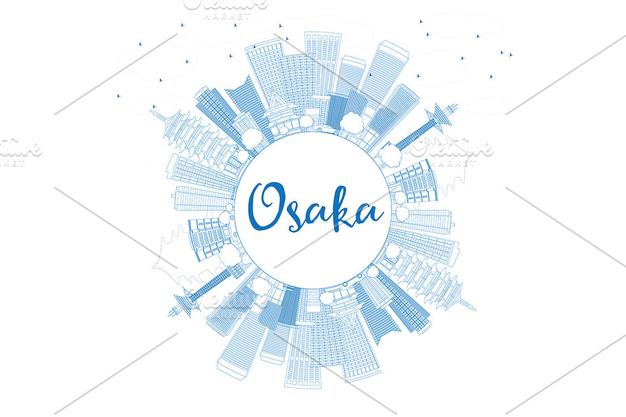 Outline Osaka Skyline  in Illustrations - product preview 8
