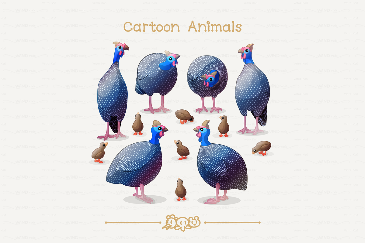 vector guineafowls in Illustrations - product preview 8