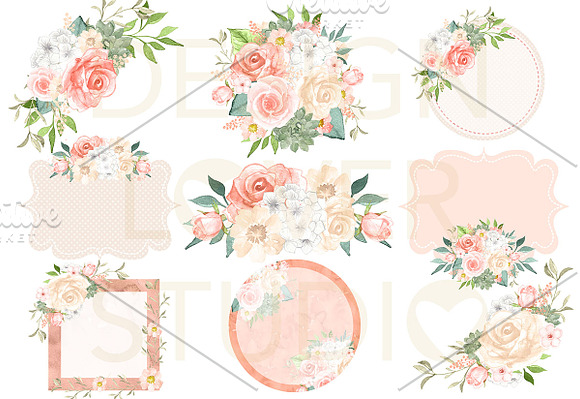 Watercolor Peach Dreams design in Illustrations - product preview 1