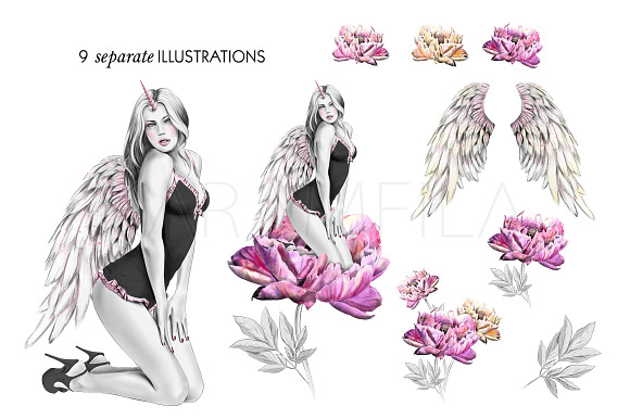 Unicorn Girl Clipart in Illustrations - product preview 1