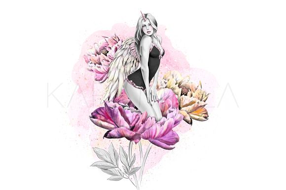Unicorn Girl Clipart in Illustrations - product preview 2