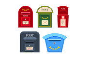 Post Mailbox Vector Colourful Collection on White