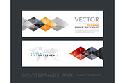 Vector set of modern horizontal website banners with yellow geom