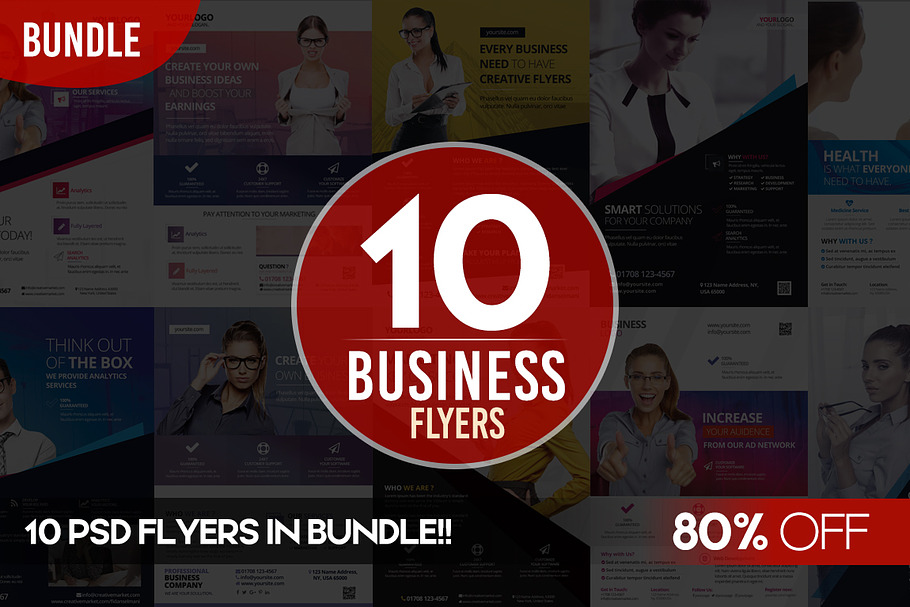 BUNDLE: 10 PSD Business Flyers in Flyer Templates - product preview 8
