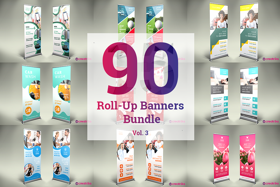 90 Roll Up Banner Bundle in Flyer Templates - product preview 8
