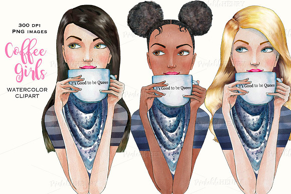 Coffeebreak watercolor clipart in Illustrations - product preview 6