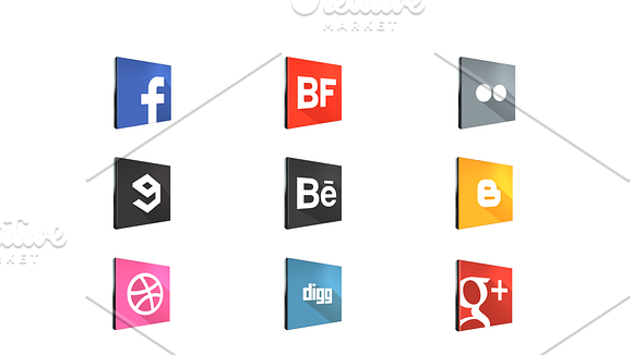 3D Social Network Icons + Animated in Graphics - product preview 1