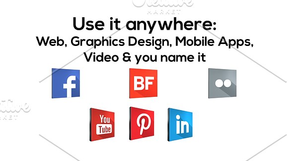 3D Social Network Icons + Animated in Graphics - product preview 3