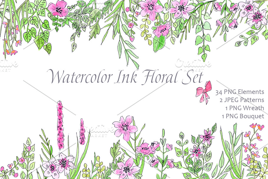 Watercolor Ink Floral Love Design