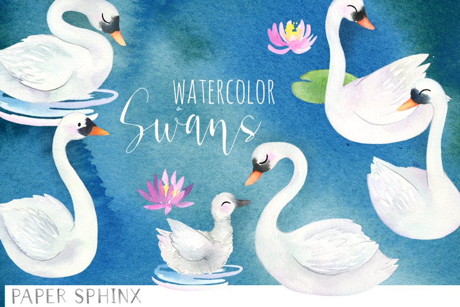 Watercolor Swans Pack
