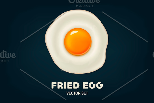Fried egg. Vector set. 