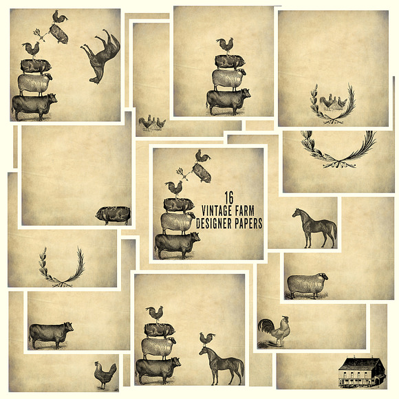 Vintage Farm Background Papers in Patterns - product preview 2