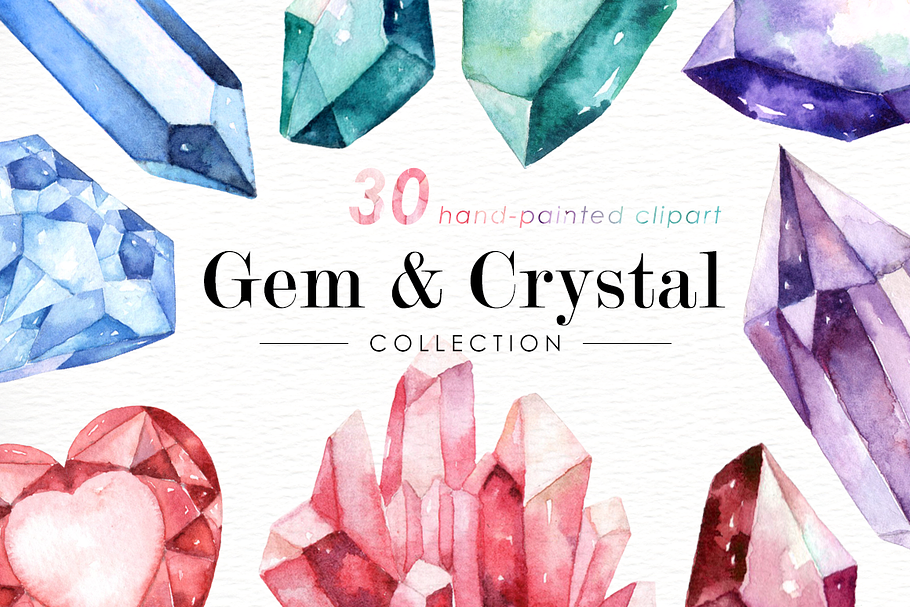 Gem & Crystal Watercolor Collection