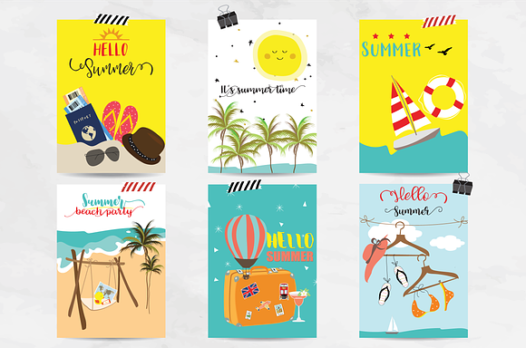 12 Cute summer cards in Postcard Templates - product preview 1