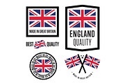 Made in Great Britain label set. National flag