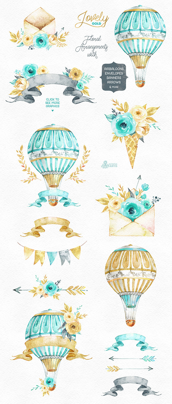 Lovely Flowers. Mint & Gold in Objects - product preview 1