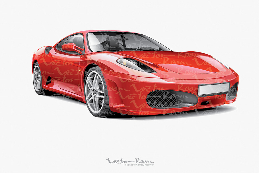 Red Italian Supercar in Illustrations - product preview 8