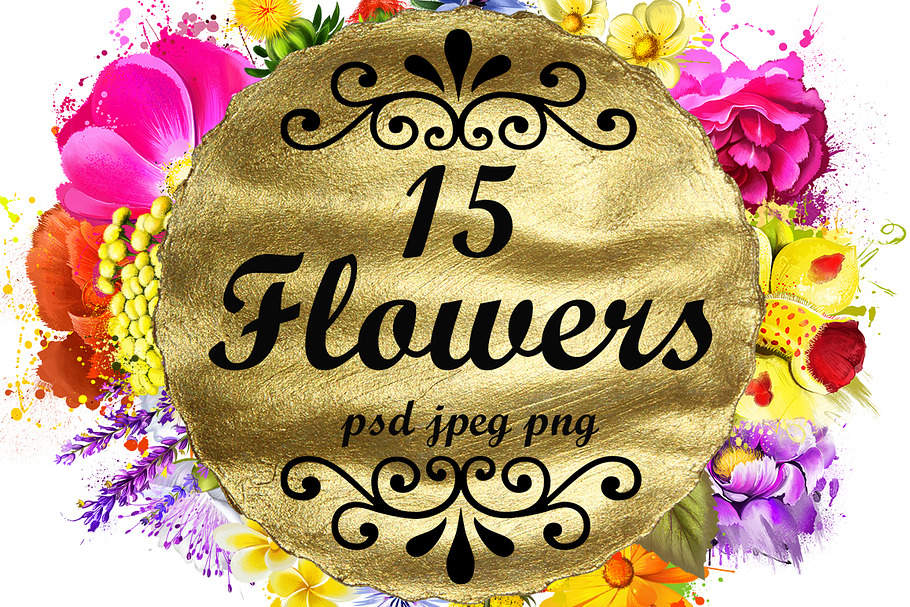 Flowers digital art collection 15pcs