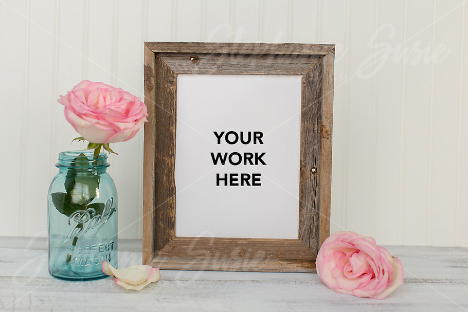 Barn Wood & Pink Rose Style Mock Up in Product Mockups - product preview 8